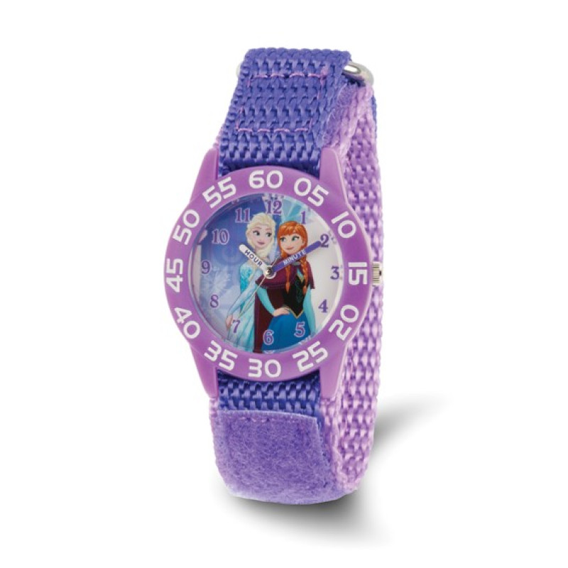 Disney Kids Frozen Elsa and Anna Girls' Purple Nylon Time Teacher Watch