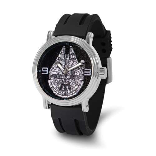 Star Wars Millennium Falcon Men's Sliver Vintage Alloy Black Rubber Watch