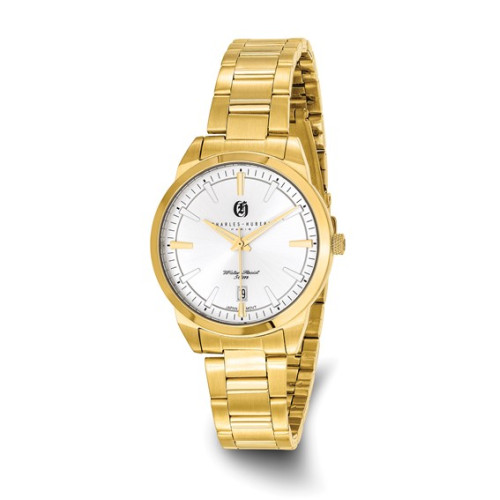 Ladies Charles Hubert Gold Plated Stainless Steel Silver-tone Dial Watch