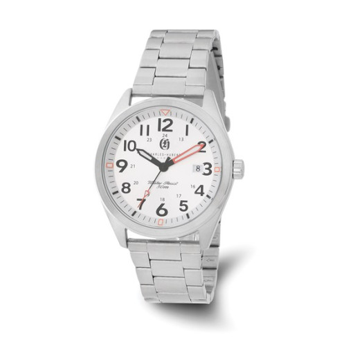 Charles Hubert Stainless Steel White Dial Watch