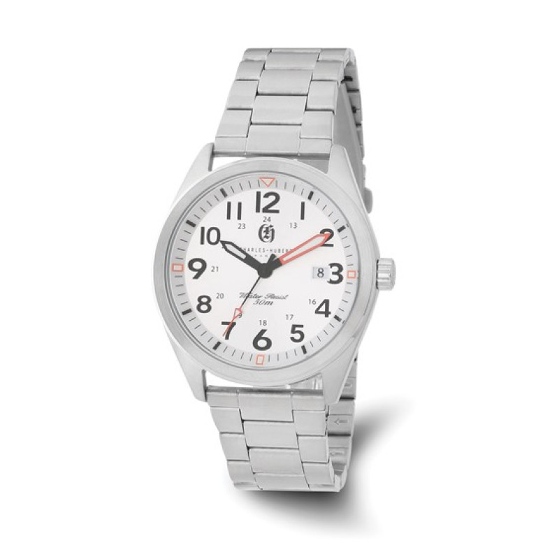 Charles Hubert Stainless Steel White Dial Watch