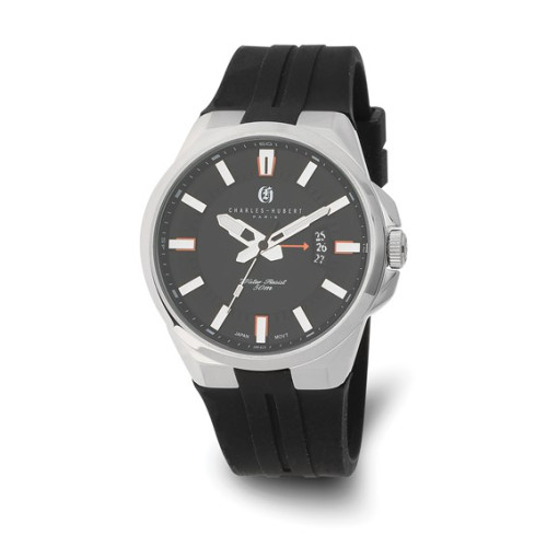 Charles Hubert Stainless Steel Black Dial Watch