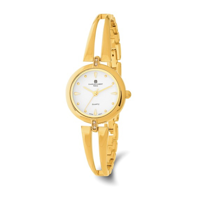 Ladies Charles Hubert Gold-plated Brass White Dial Watch