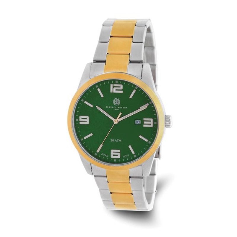 Charles Hubert Two-Tone Stainless Steel Green Dial Watch